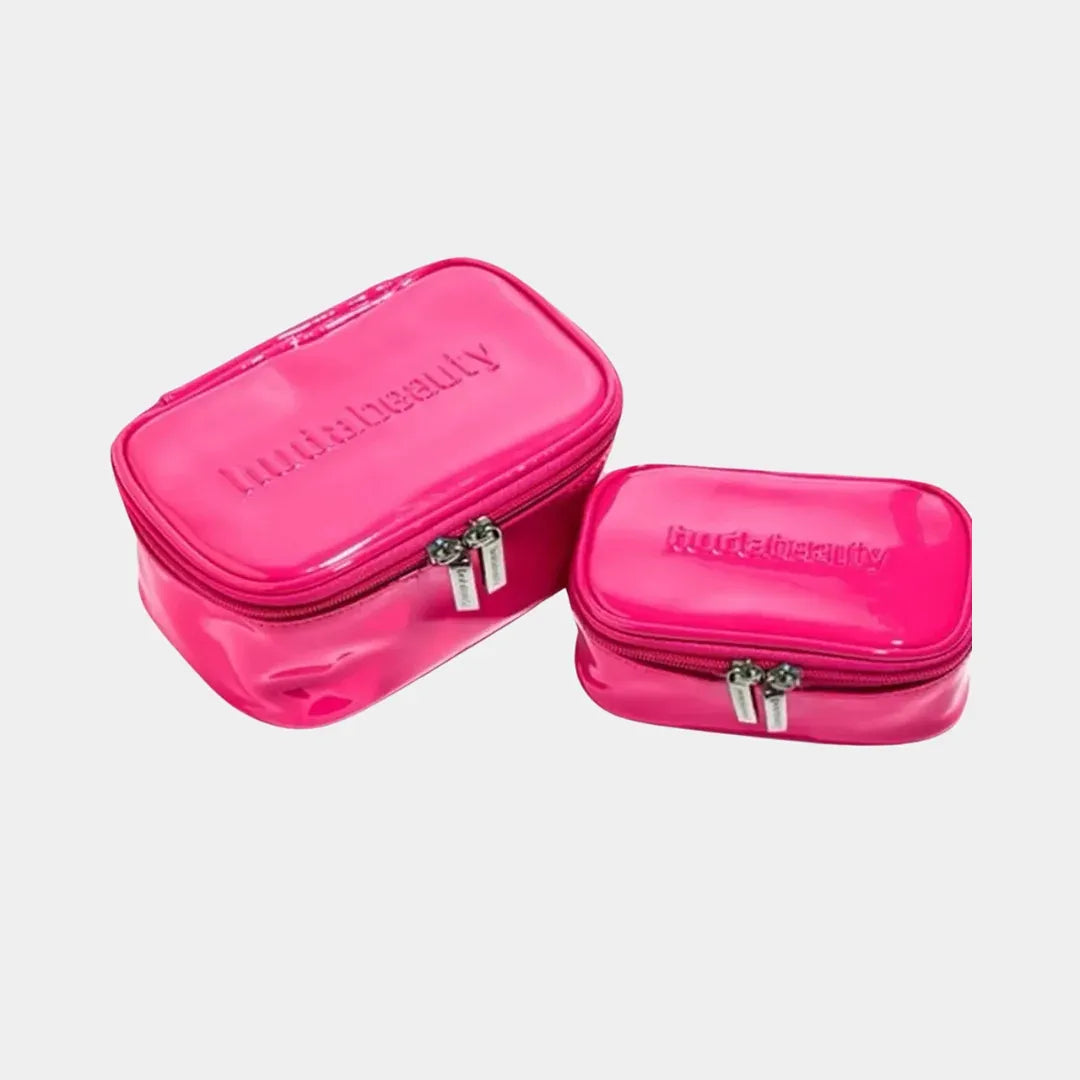 Huda Beauty pink makeup bag
