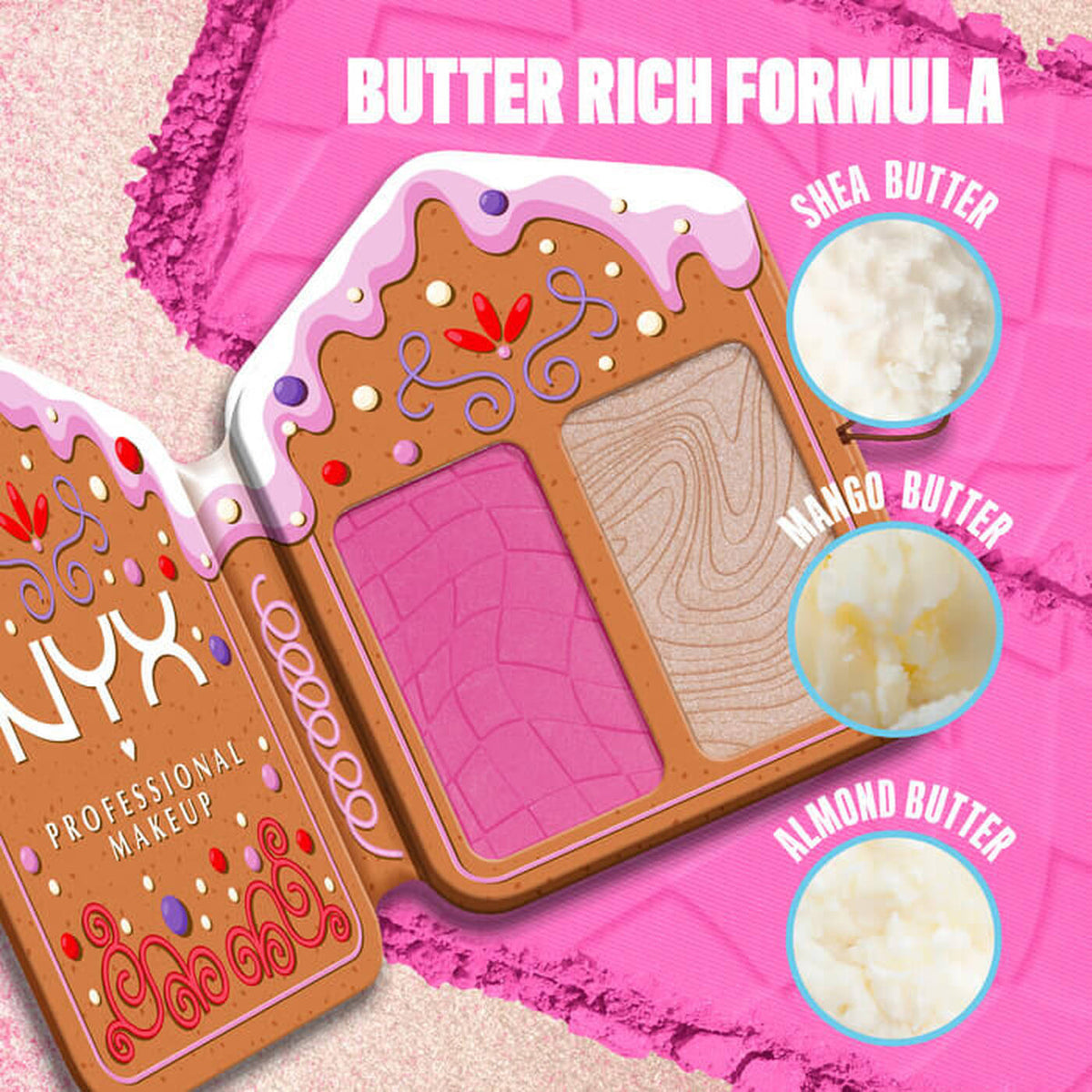 NYX DUO BLUSH & HIGHLIGHTER - GINGERBADDIES LAND PALETTE