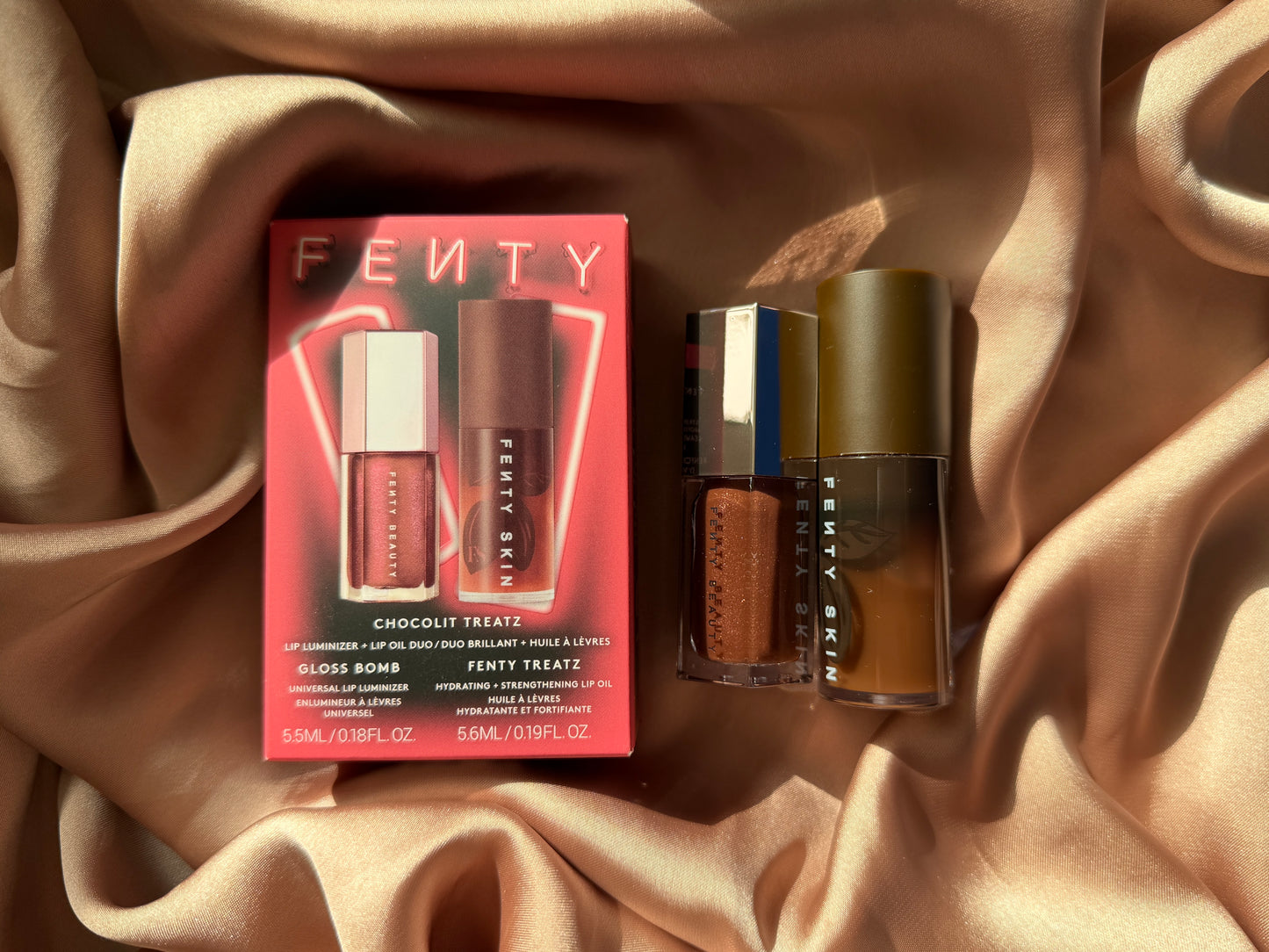 Fenty Beauty by Rihanna 
Chocolit Treatz Lip Luminizer + Lip Oil Duo