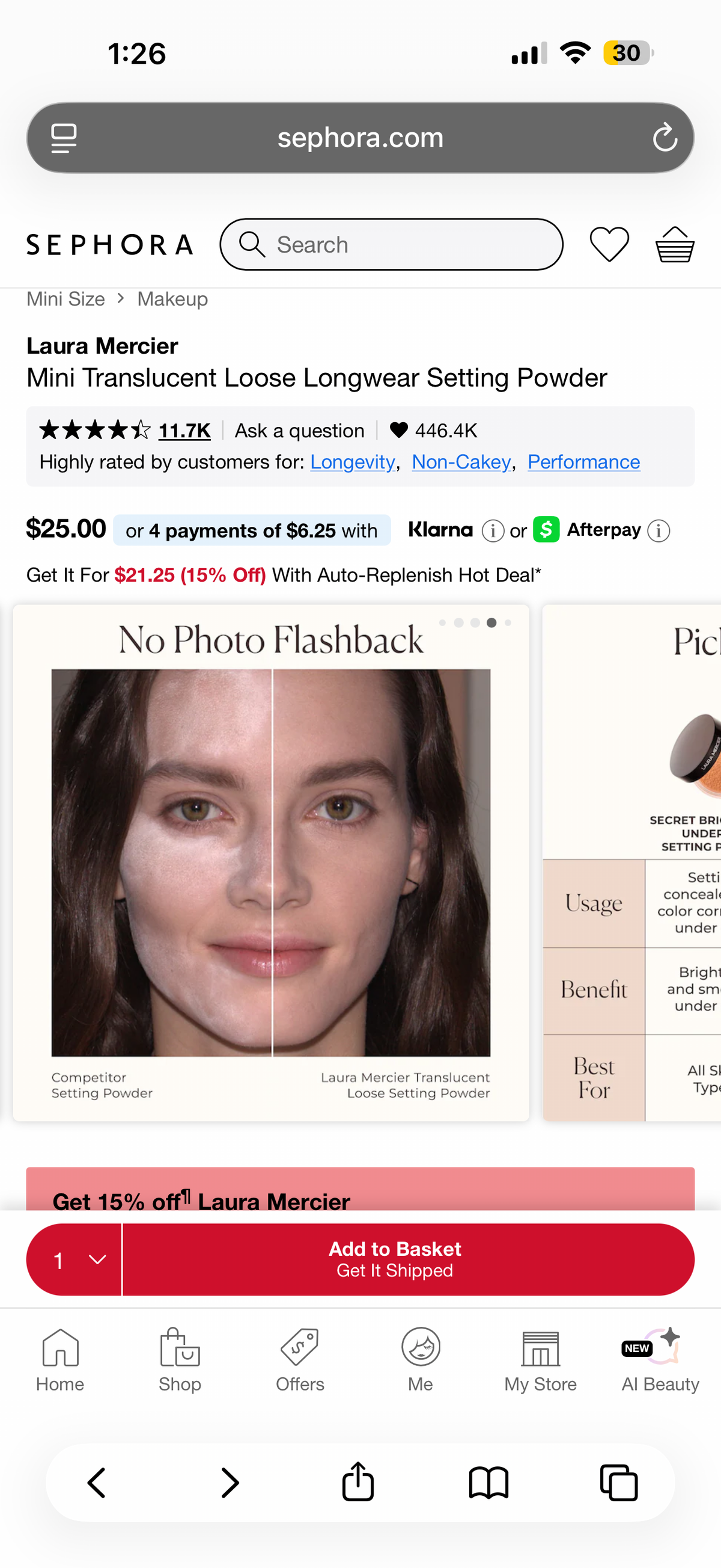 Laura Mercier 
Mini Translucent Loose Longwear Setting Powder