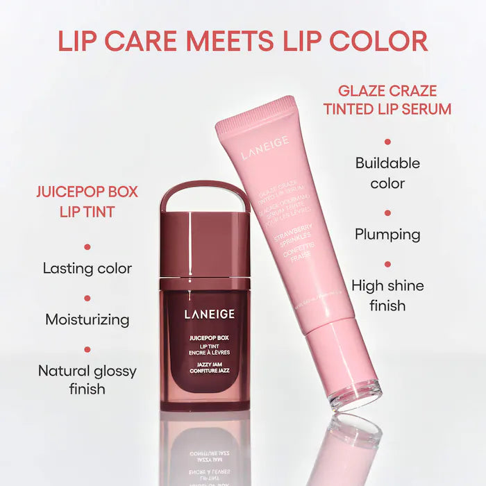 LANEIGE 
Glassy Lip Minis 3 Pc. Glaze Craze Tinted Peptide Lip Serum Gift Set