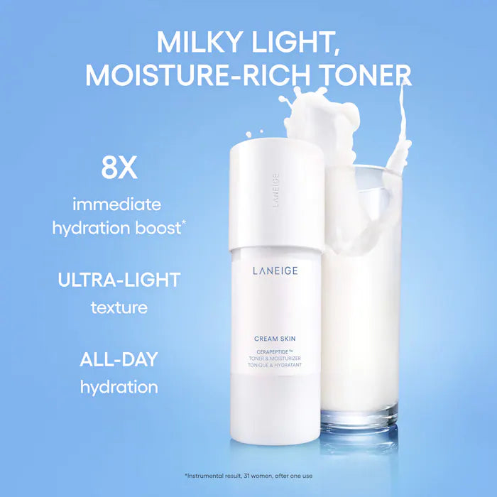 LANEIGE 
Cream Skin Milky Toner with Ceramides & Peptides for Nourishing Hydration