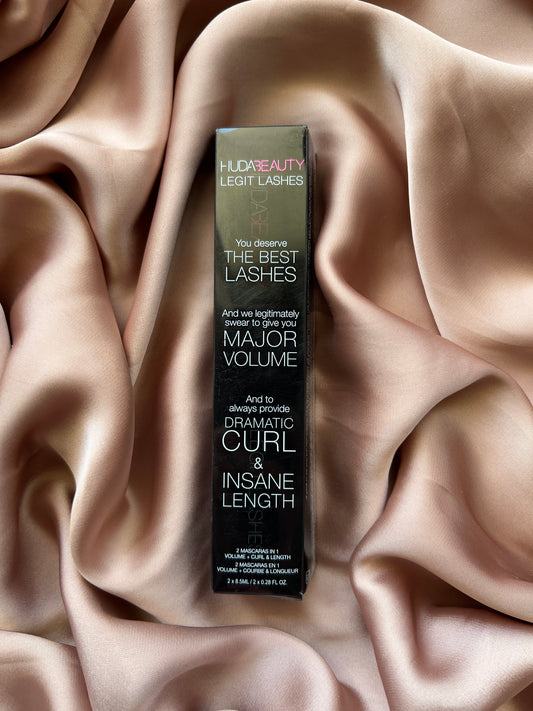 HUDA BEAUTY 
LEGIT LASHES Double-Ended Volumizing and Lengthening Mascara