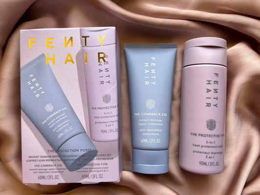 Fenty Beauty by Rihanna 
The Protection Posse Instant Damage Repair Treatment + Heat Protectant Set