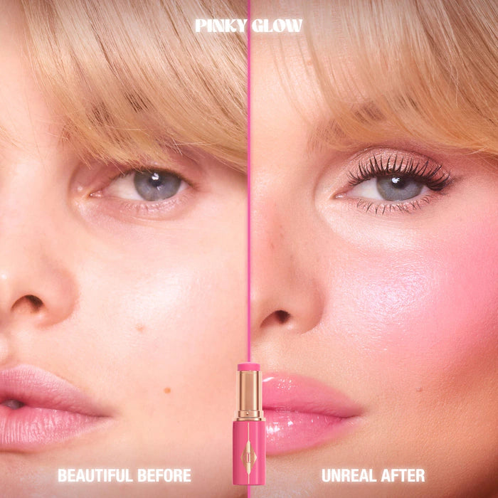 Charlotte Tilbury 
Mini Unreal Lip + Cheek Glow Blush Stick with Hyaluronic Acid