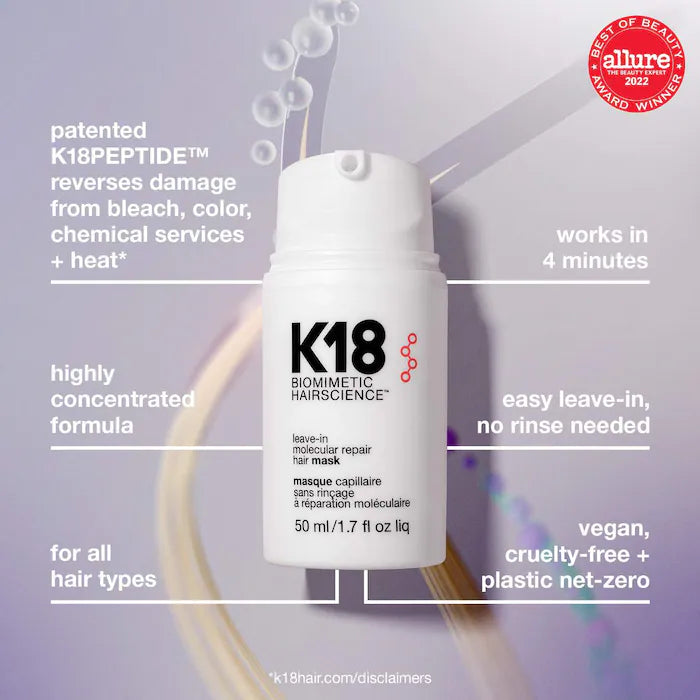 K18 Biomimetic Hairscience 
Leave-In Molecular Repair Hair Mask