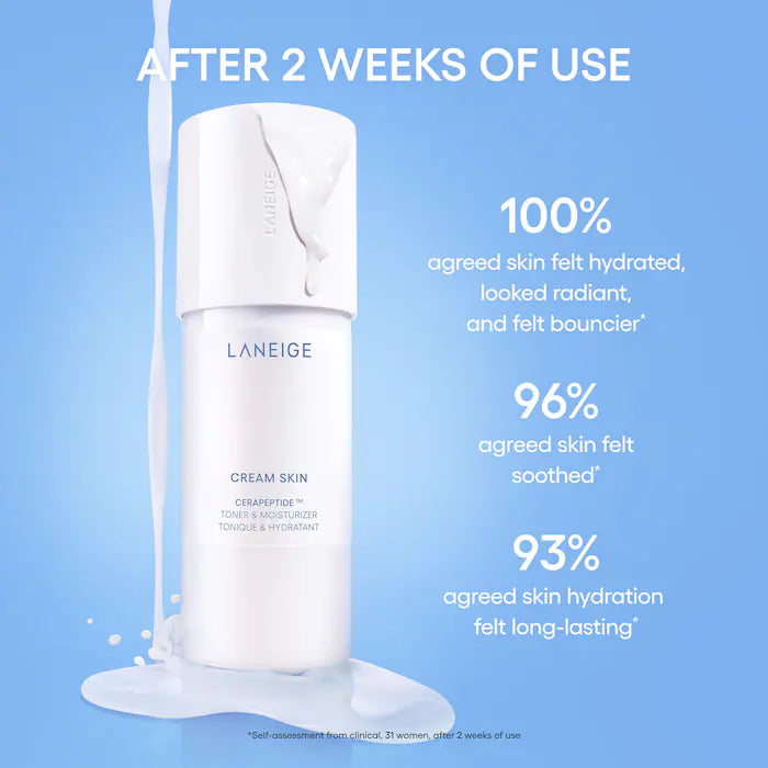 LANEIGE 
Cream Skin Milky Toner with Ceramides & Peptides for Nourishing Hydration