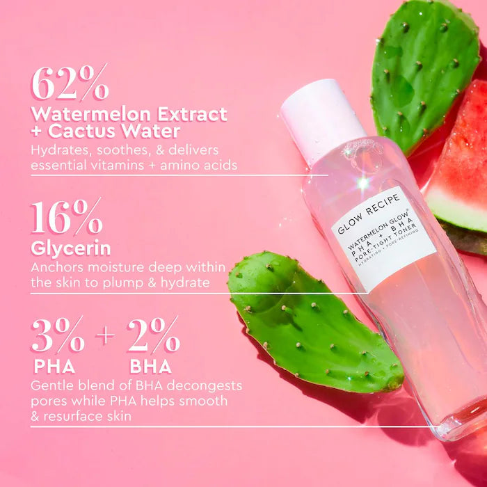 Glow Recipe 
Watermelon Glow PHA + BHA Pore-Tight Toner (10 mL)