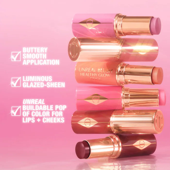 Charlotte Tilbury 
Mini Unreal Lip + Cheek Glow Blush Stick with Hyaluronic Acid